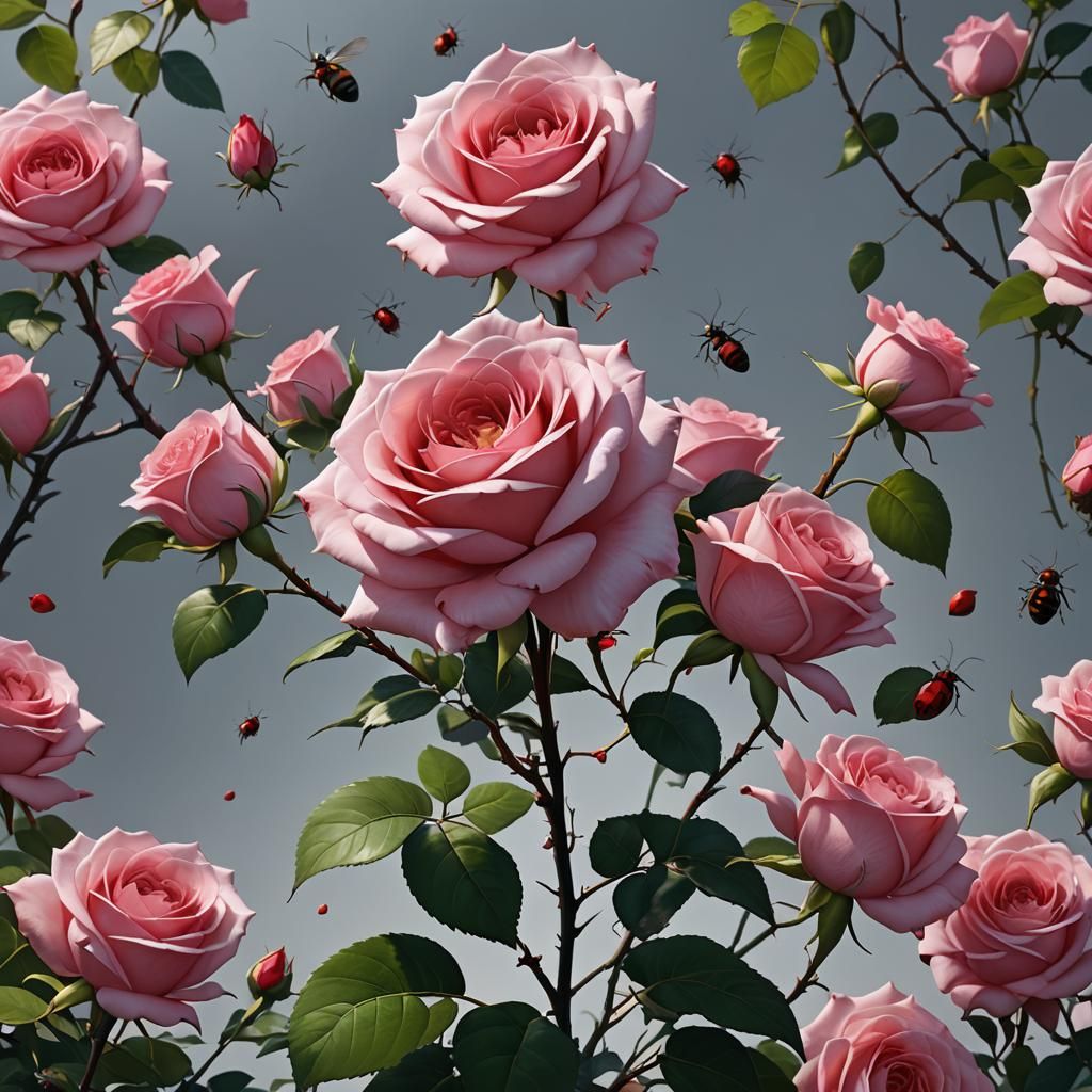 Rose Eating Ants in 3D Anime Art