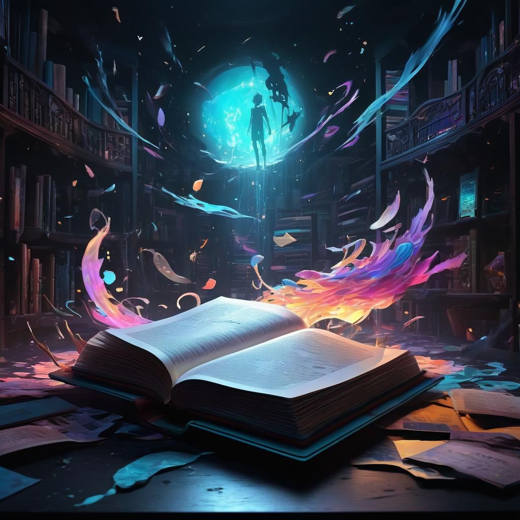 Ethereal Book in Surreal Anime-Inspired 3D Art