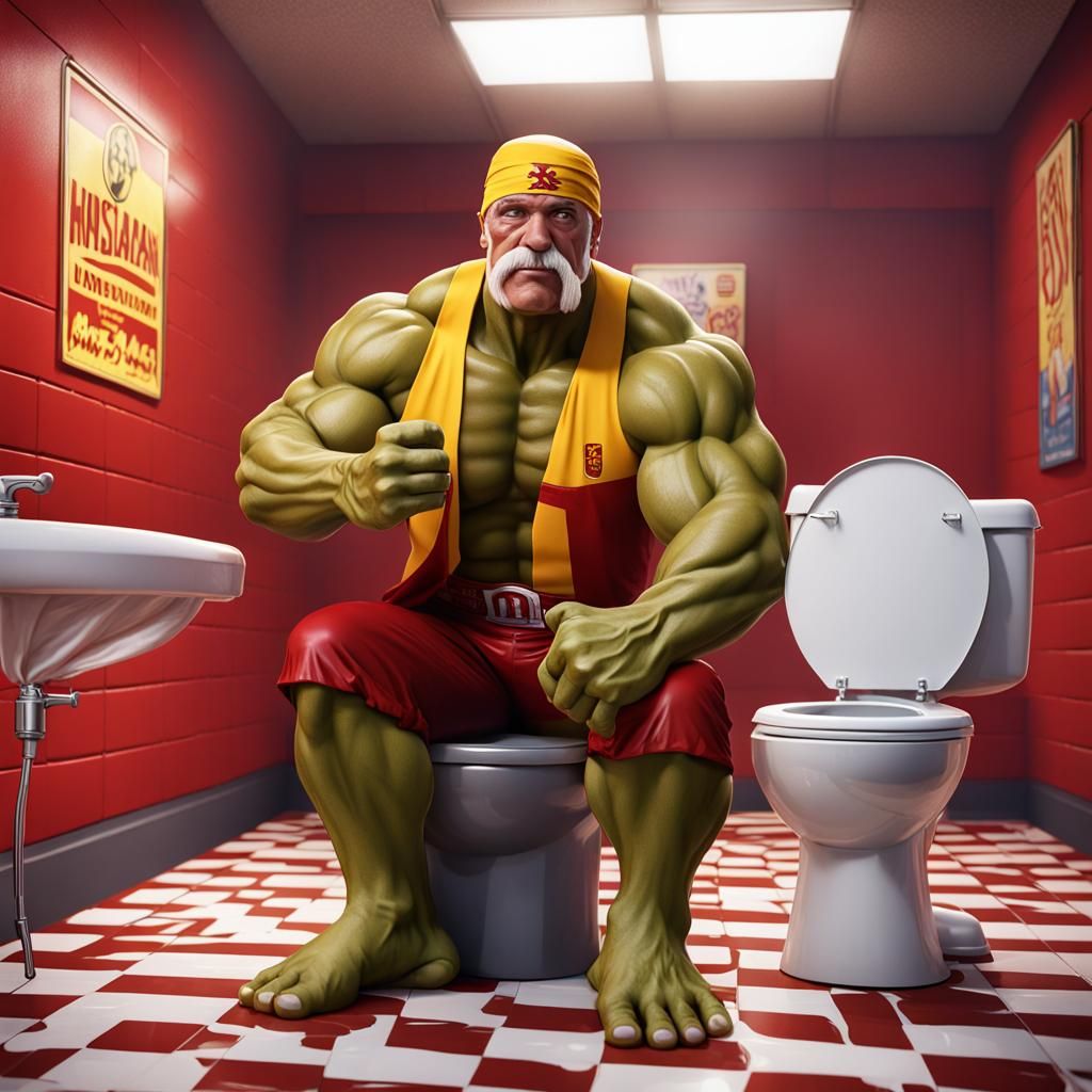 Hulk Hogan Cleans Toilet: Detailed Matte Painting