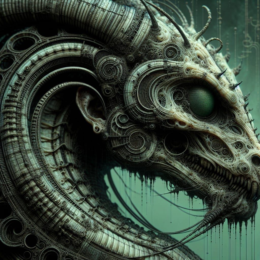 Manaconda Portrait in Grim Biopunk Aesthetic