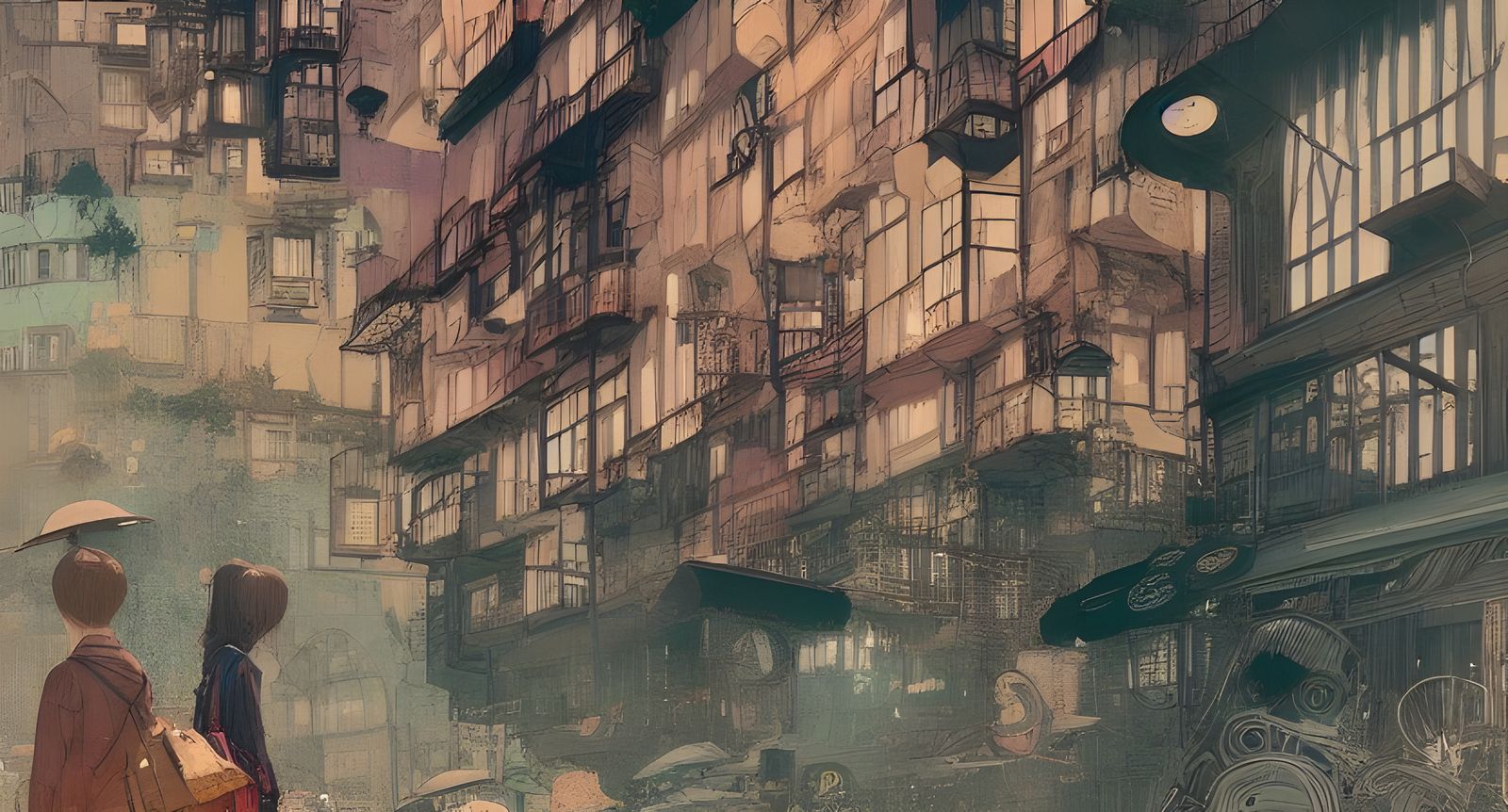 Detailed Matte Painting of a Cute Small Town