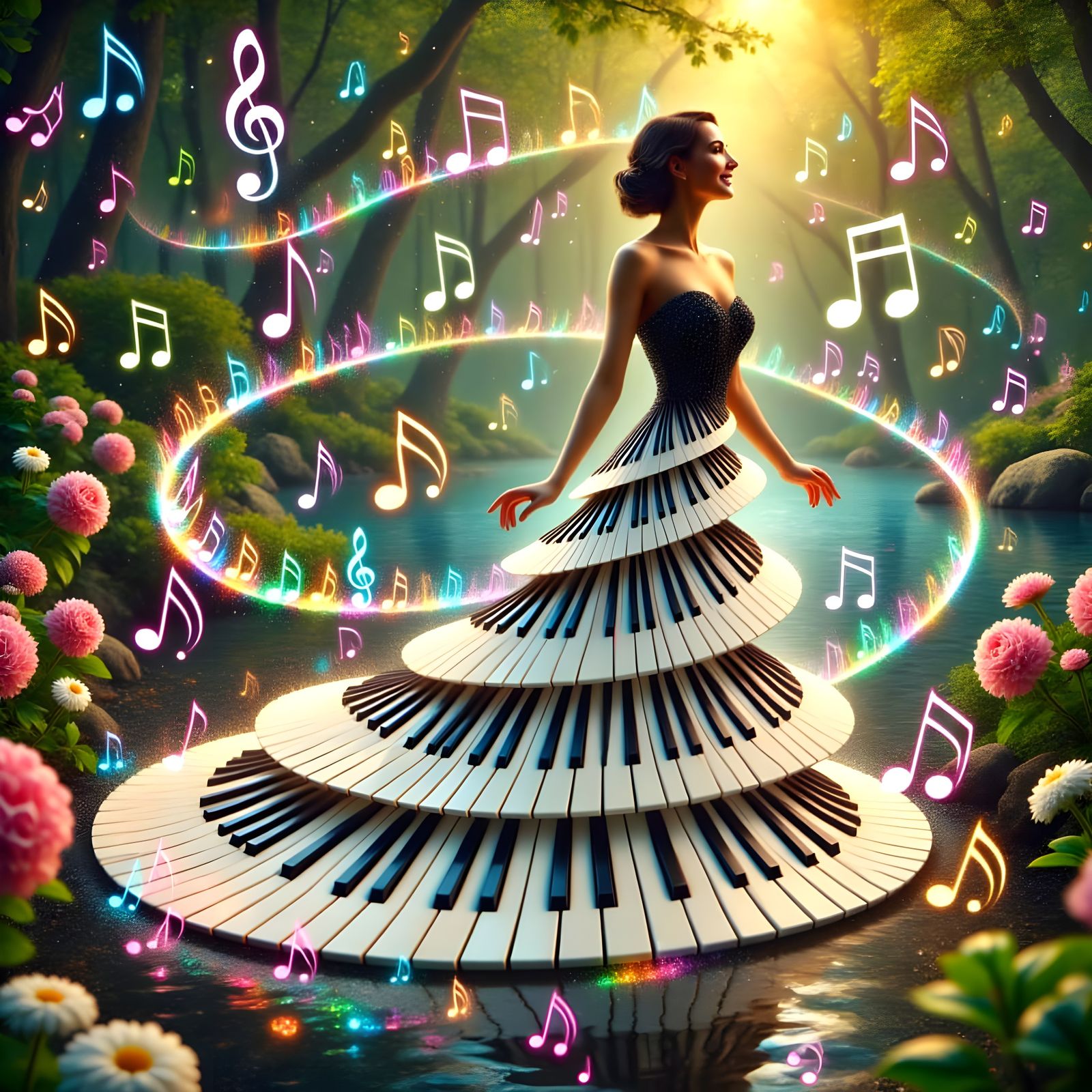 Ethereal Dreamscapes: Lady of the Lake in Art Nouveau Hyperr...