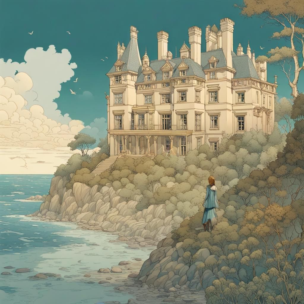 Ethereal Lady at Manderley: Watercolor Illustration