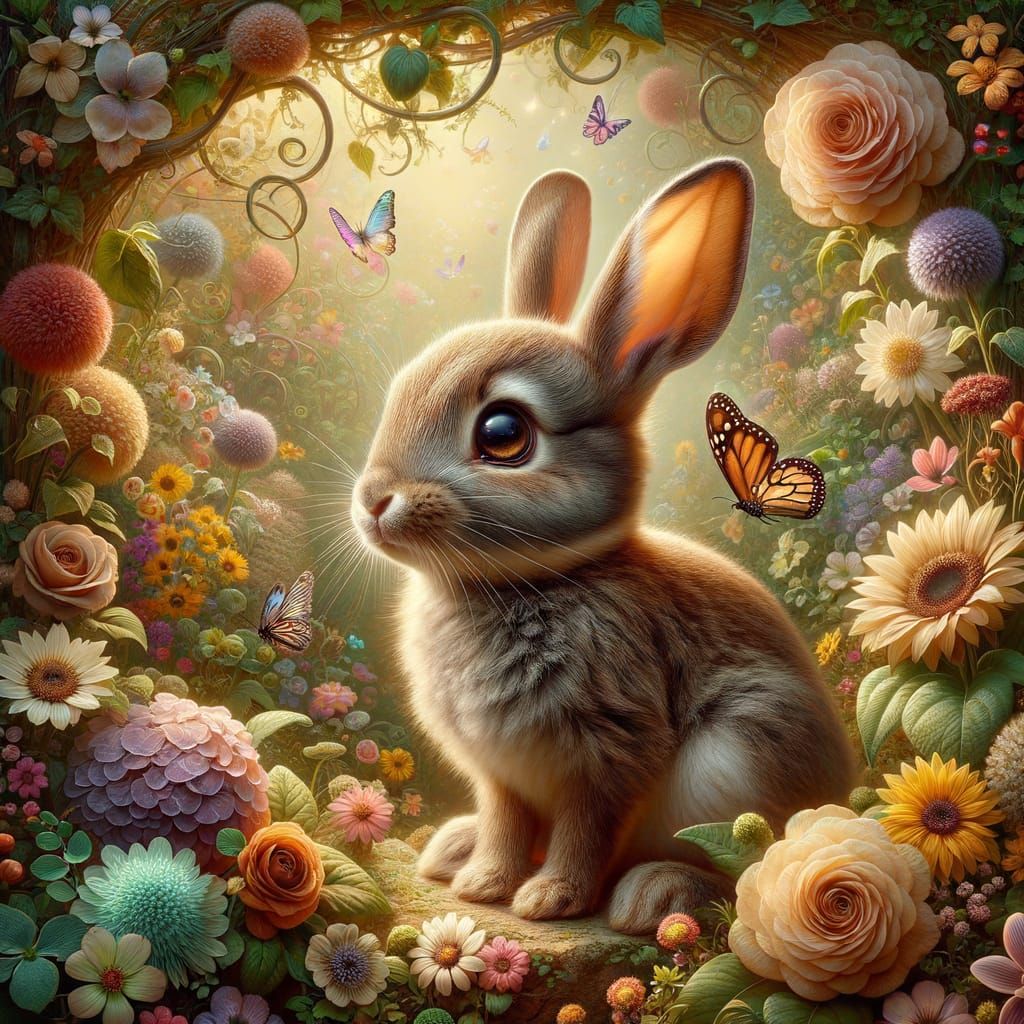 Cute rabbit in a garden