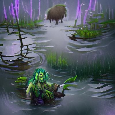 Druid in Gloomy Swamp Digital Rendering