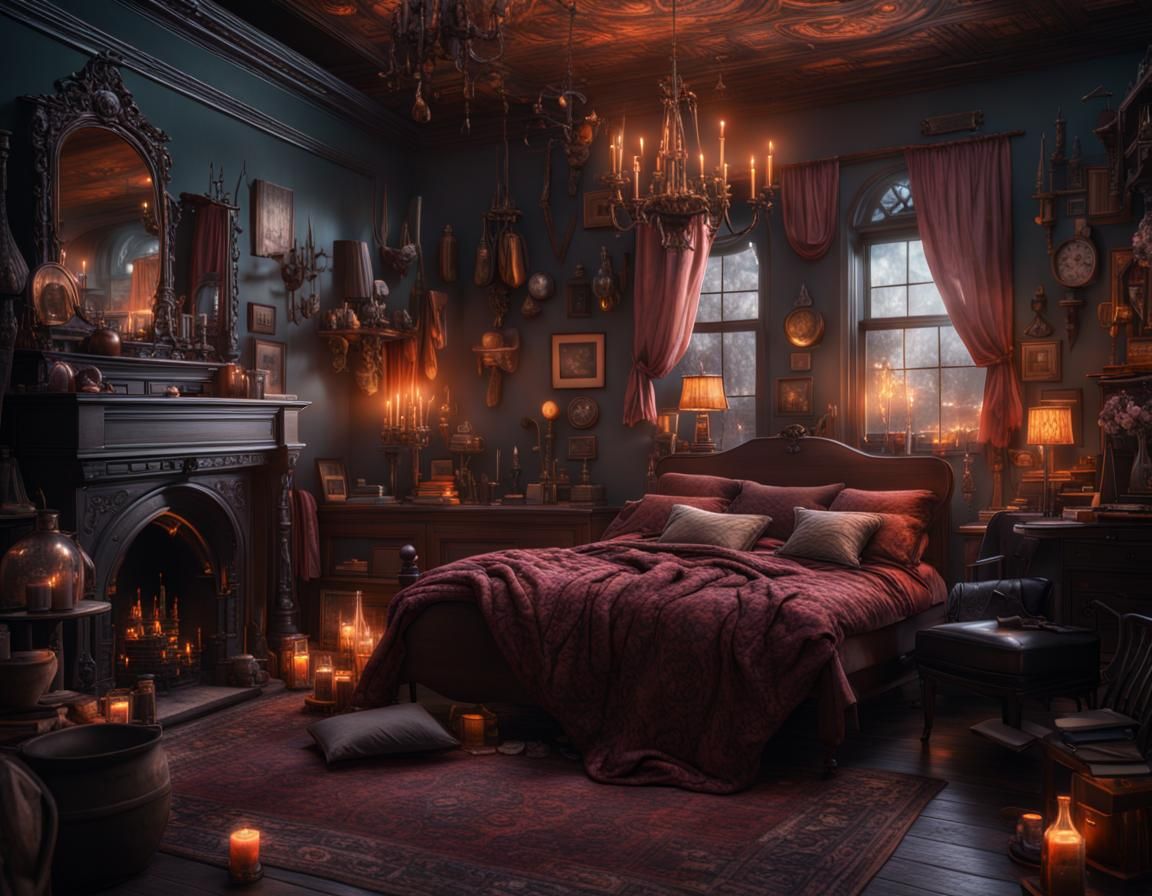 Realistic Witch's Bedroom: Epic Cinematic Digital Art