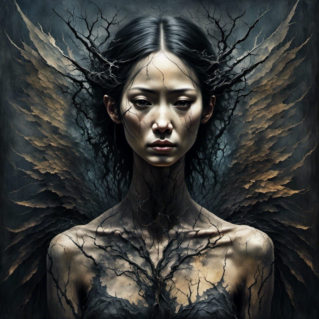 Dark Evil Angel with Android Features