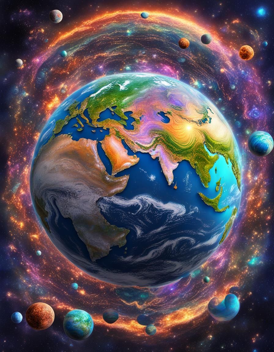 Holographic Planet Earth Astral Illustration