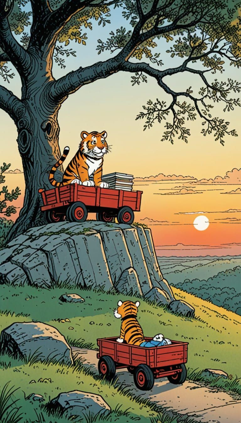 Hobbes Stands Alone at Sunset