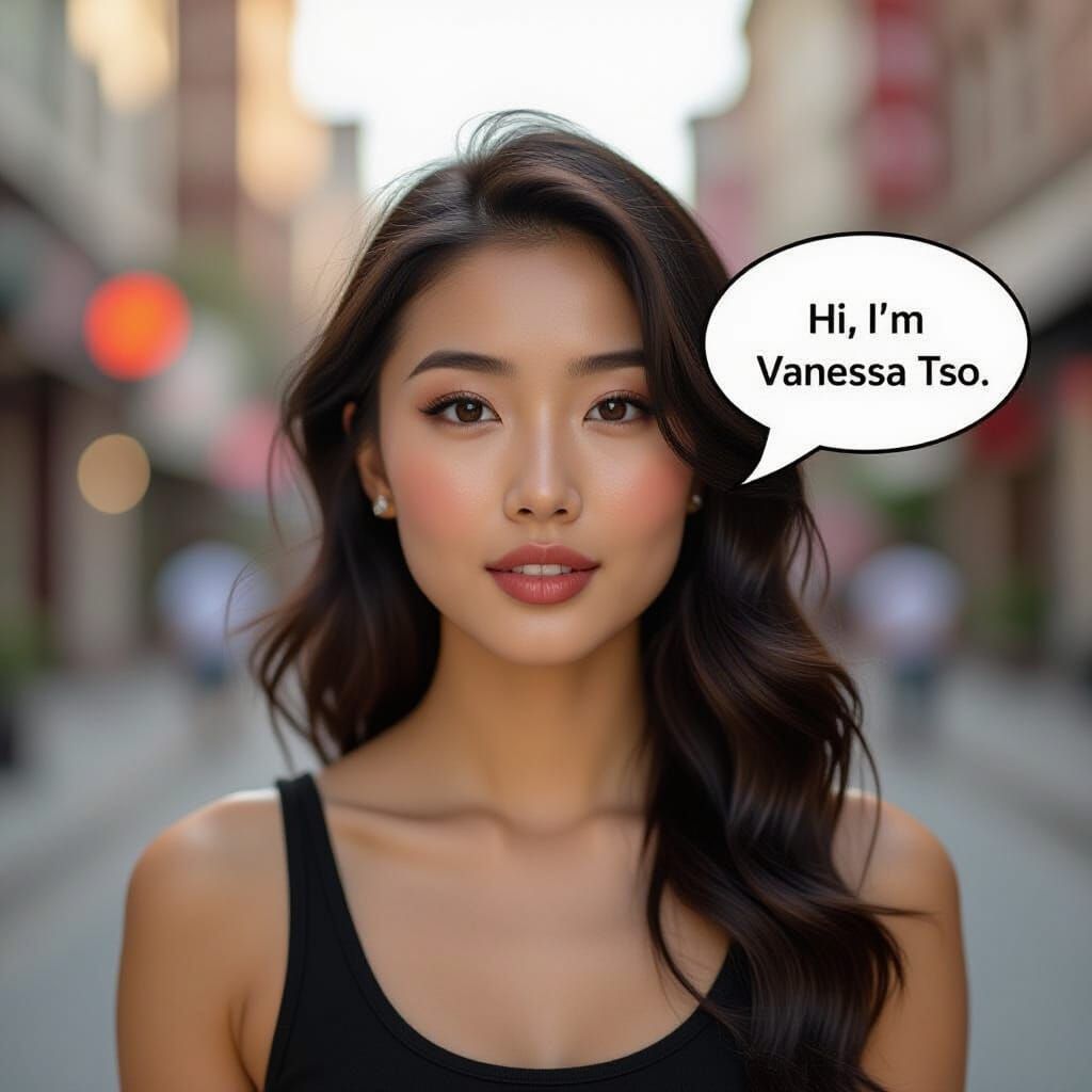 Chinese Woman in Black Tank Top Speaking