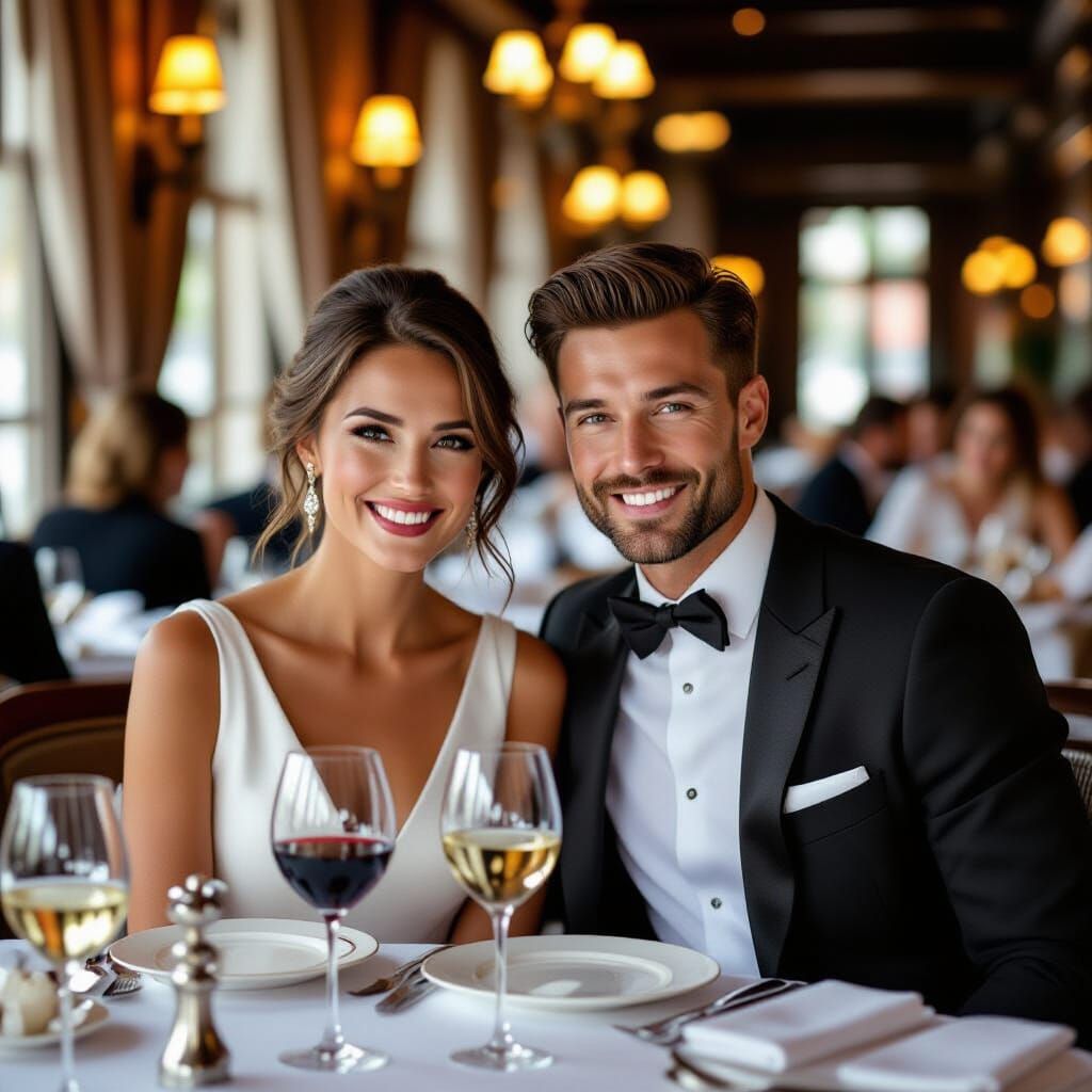 Elegant Couple's Intimate Dinner in La Rochelle