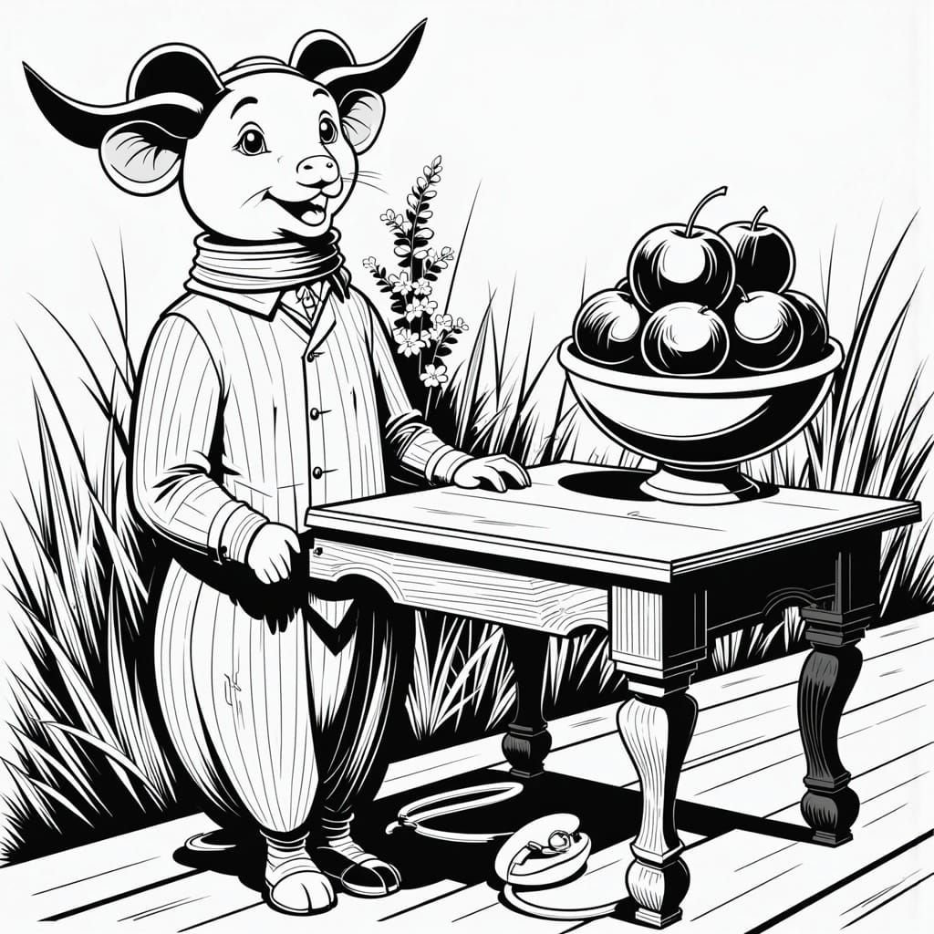 Stone Phone with Shell: Vintage Cartoon Style