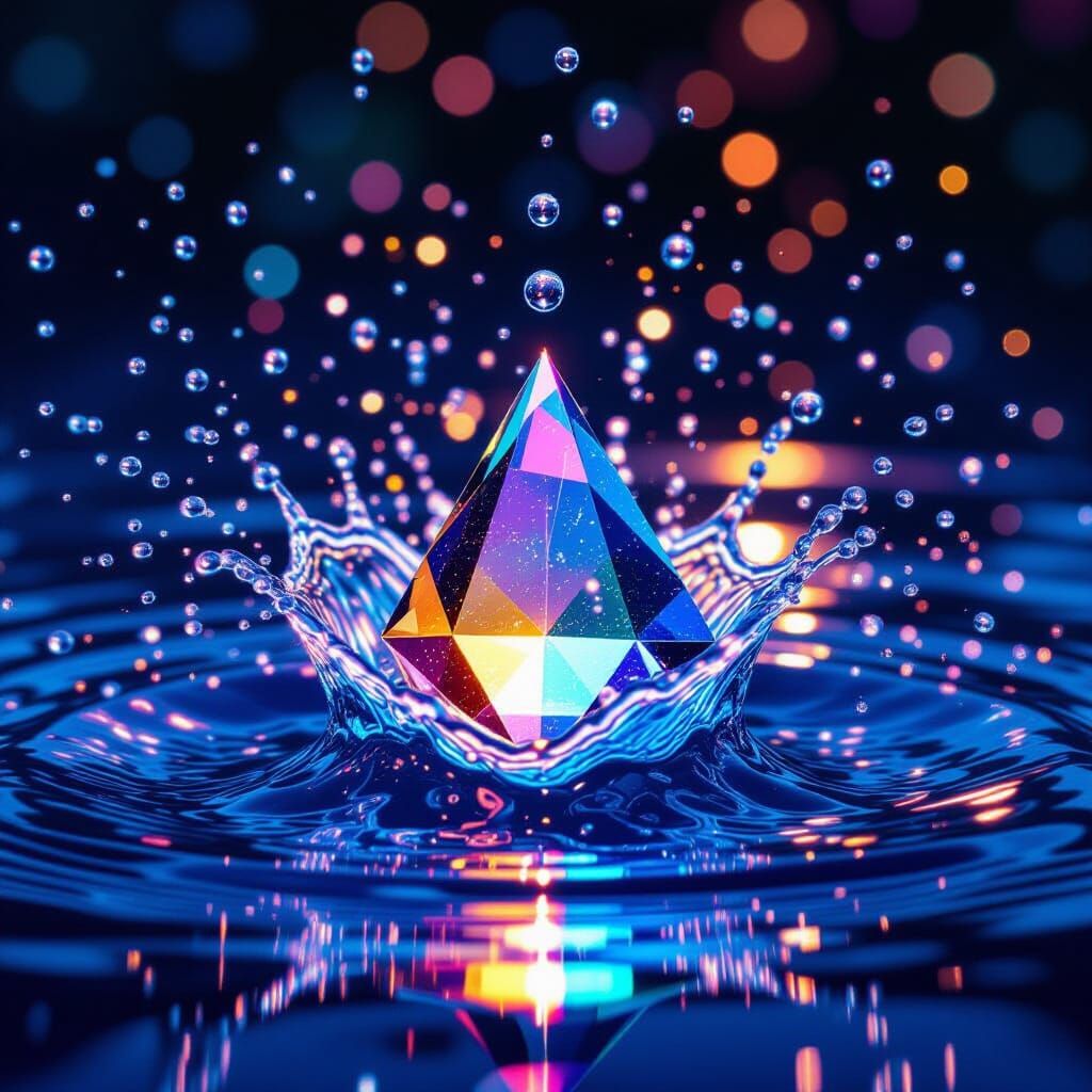 Prism Water Droplet Creates Vivid Light Display