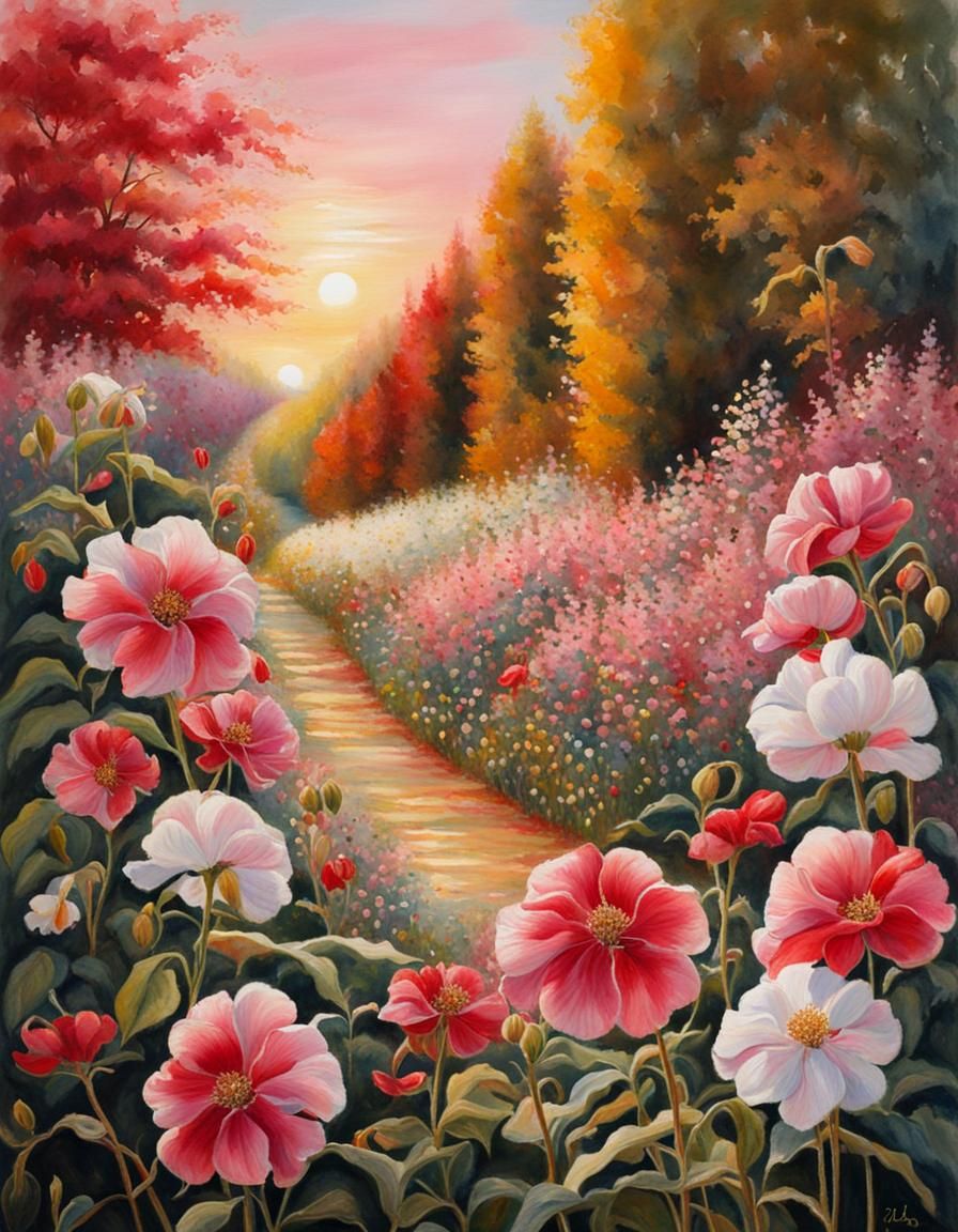 Enchanted Forest and Garden in Pastel Watercolor Style