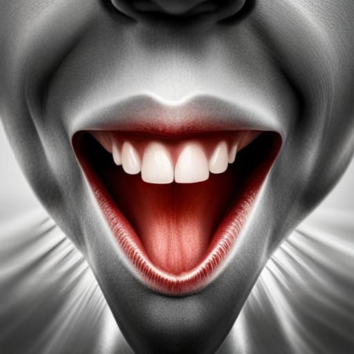 Hyperrealistic Open Mouth with Tongue Sticking Out