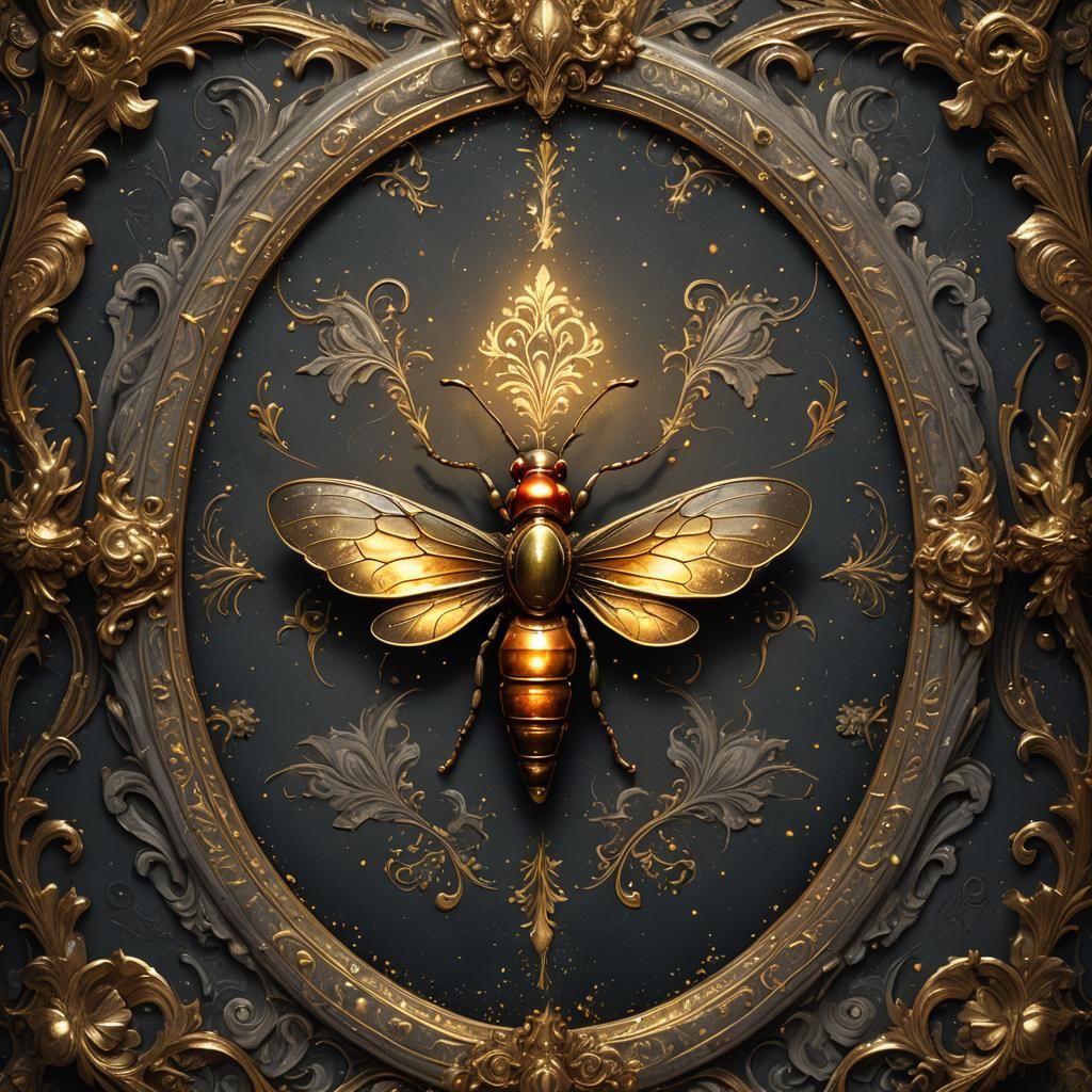 Magical Firefly in Baroque Painting Style