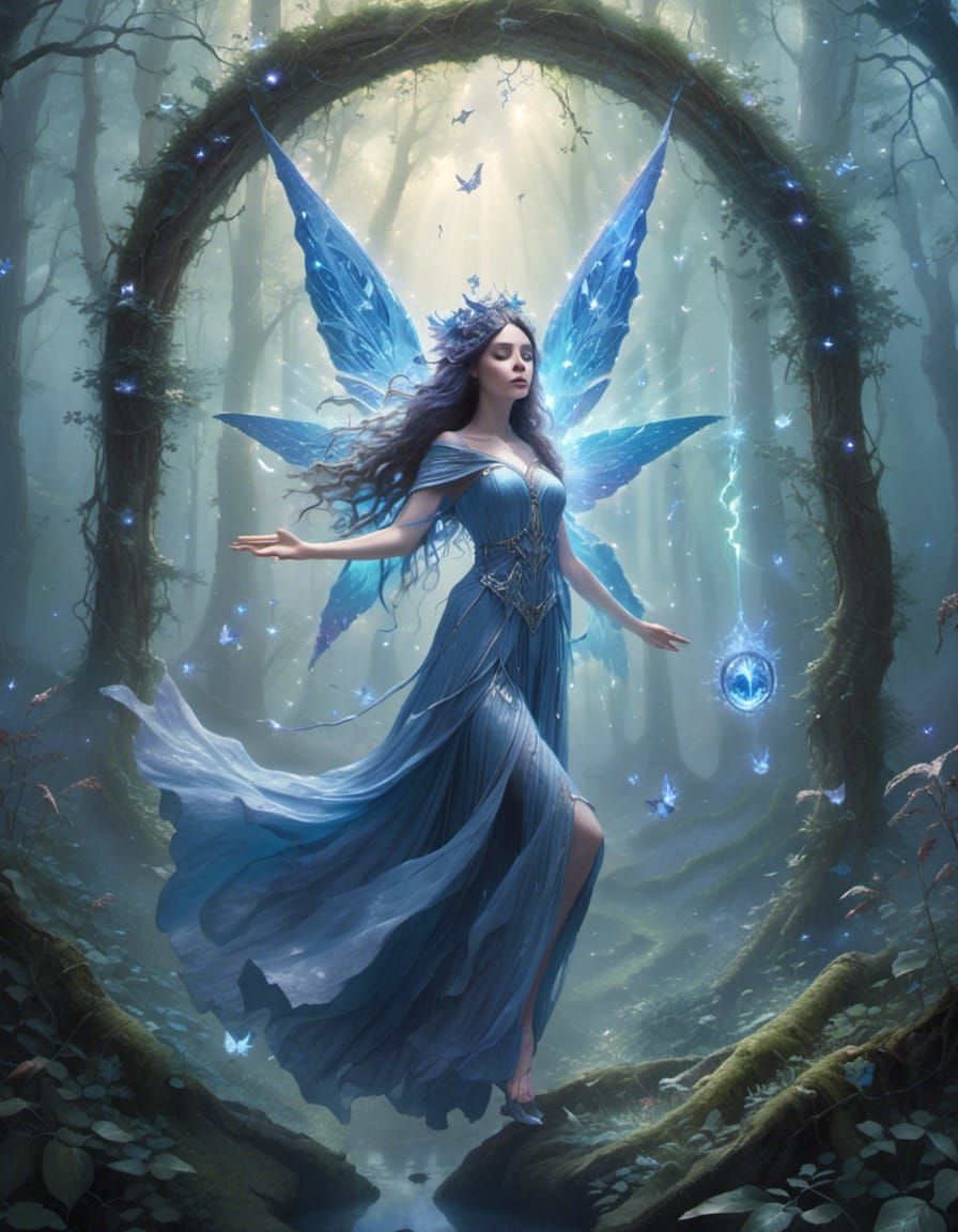 Star fairy mage activating lost blue fae portal to another p...