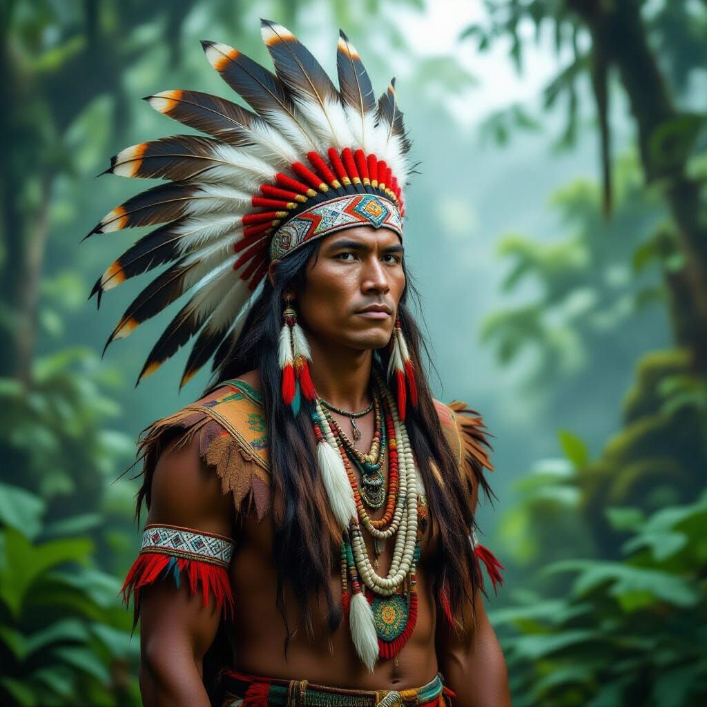 Native Tribesman in Traditional Attire