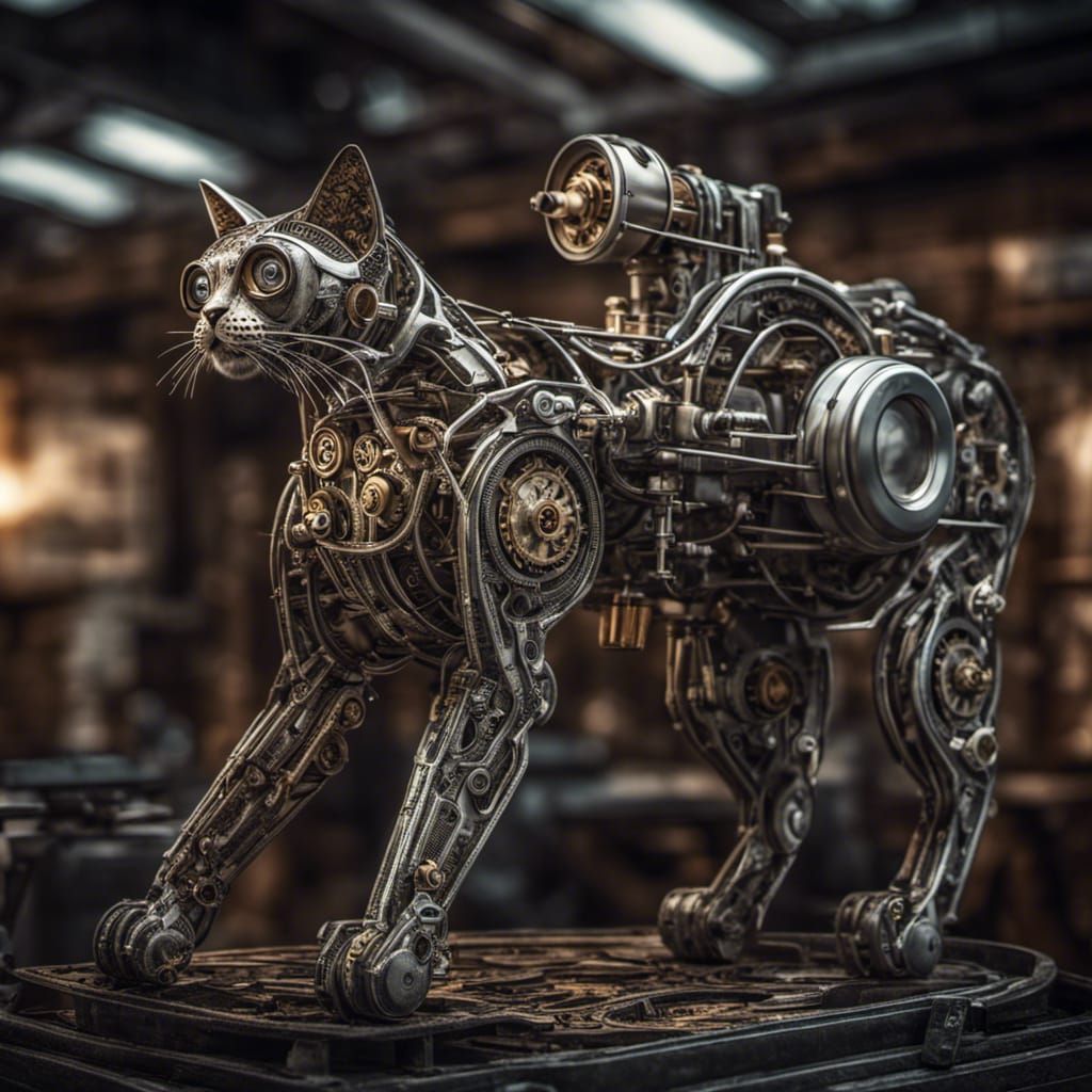 Mechanical Feline Adjusting Intricate Machine Mechanisms