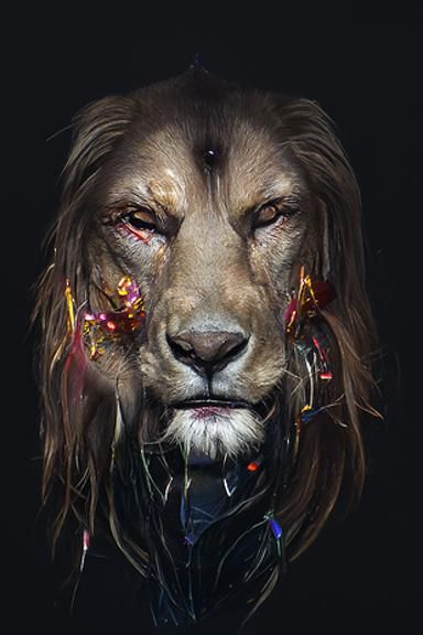 Cyberpunk Lion God: Detailed Concept Art