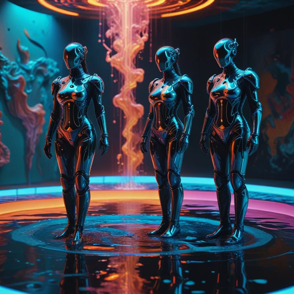 Surreal Neon Labyrinth Contest in Melting Oil Style