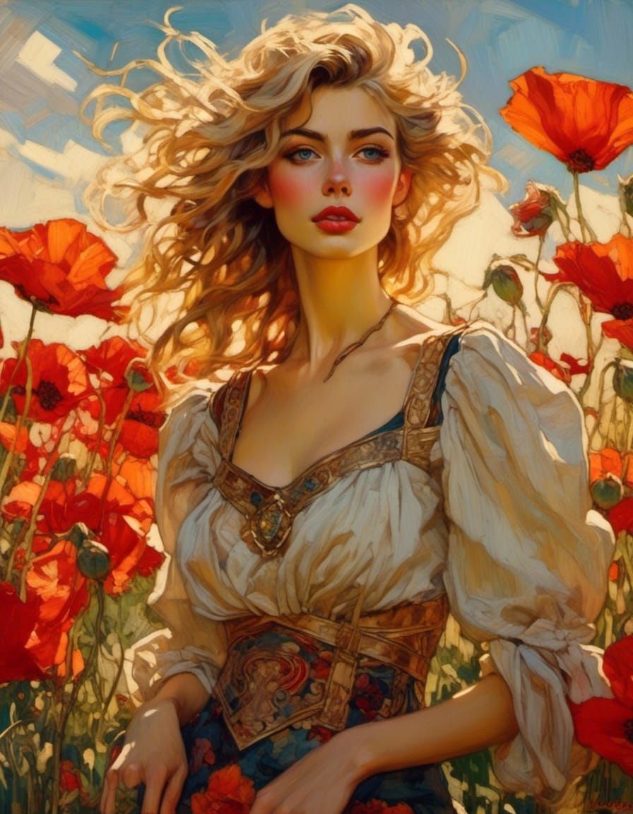 Poppy Field Warrior in Jewel Tones