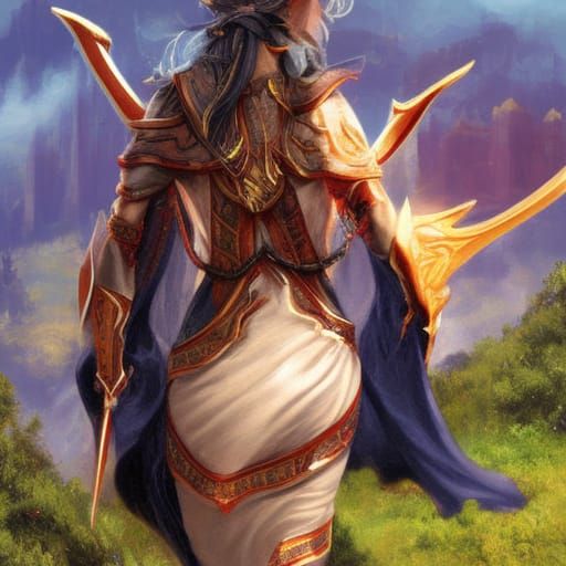 Detailed Elves Portrait in an Art Nouveau Style