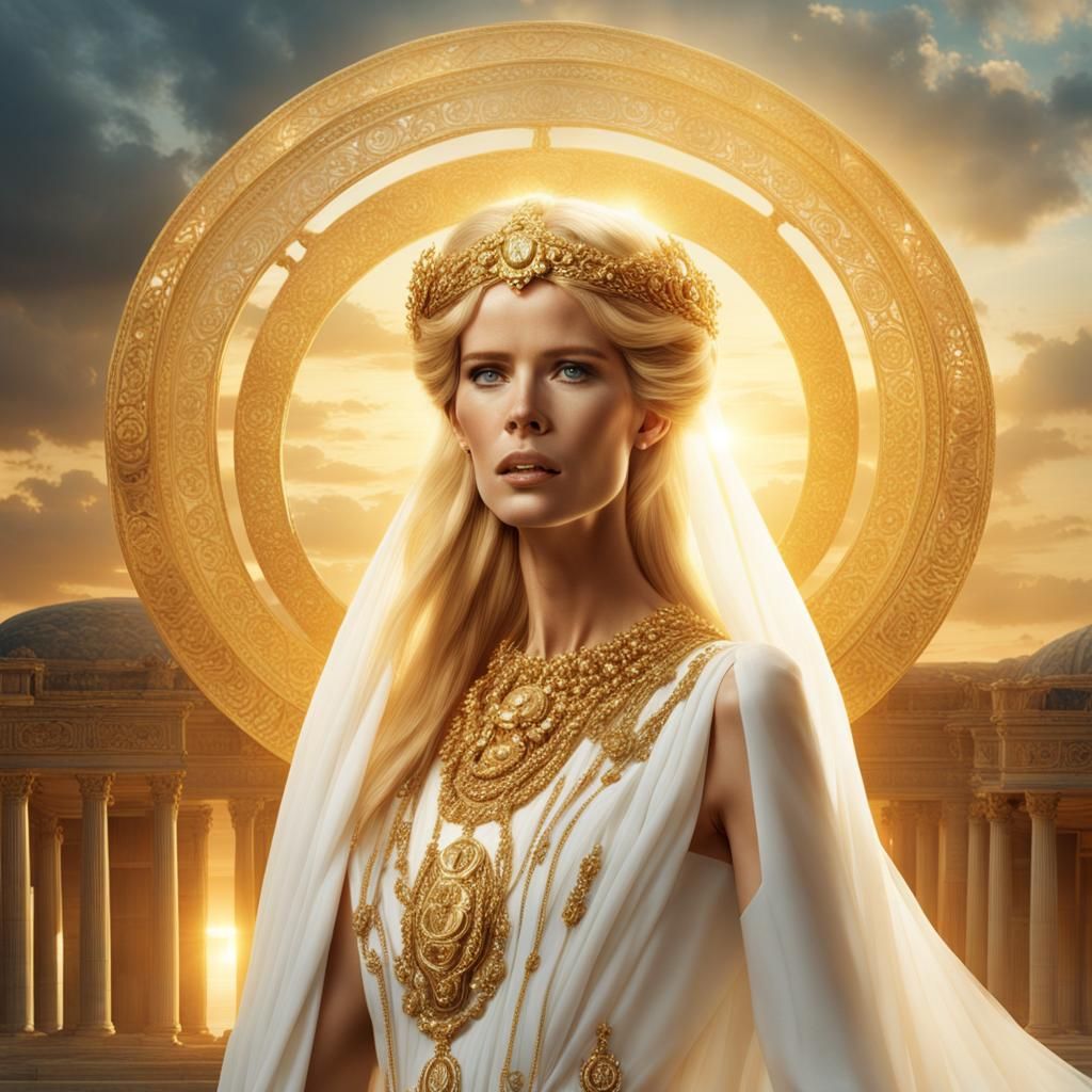 Golden-Eyed Goddess in Sunlight, Digital Matte Painting