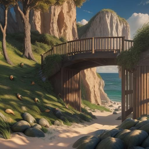 Sunshine Beach with Cliffs and Natural Debris