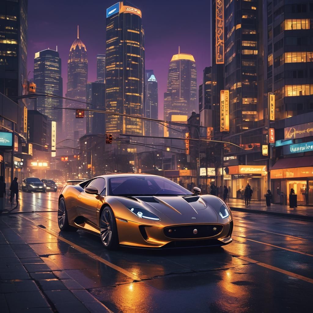 Futuristic Jaguar XJ220 Concept Car in Cyberpunk Style