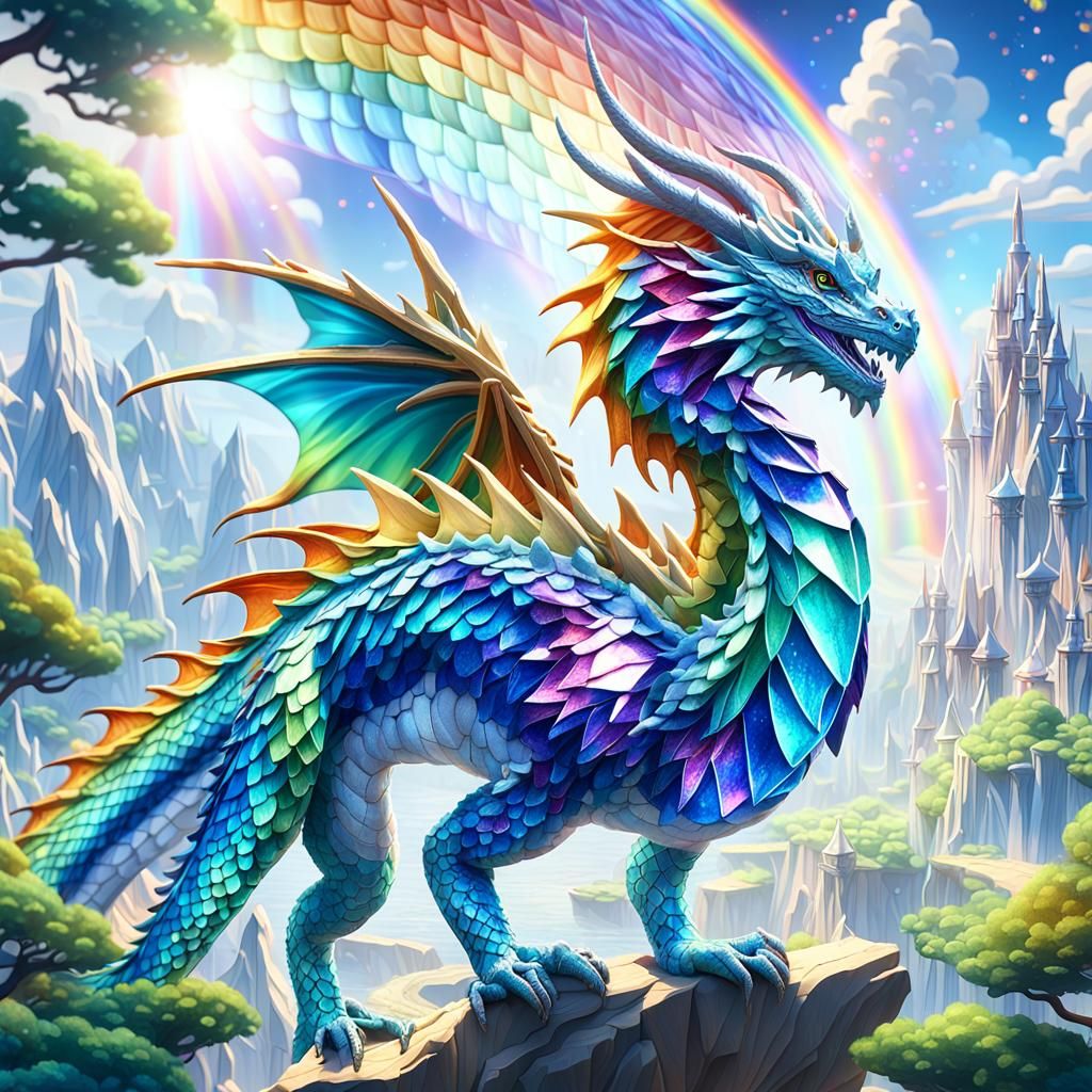 Crystal Rainbow Dragon in Anime 3D Art