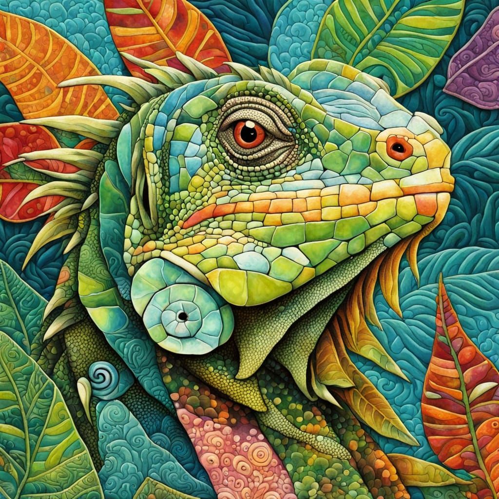 Iguana Quilt inspired by @ThePurpleElf