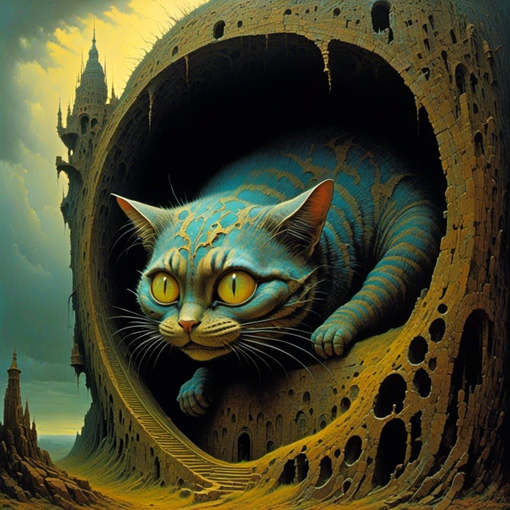 Gothic Surreal Cheshire Cat in Beksinski Style