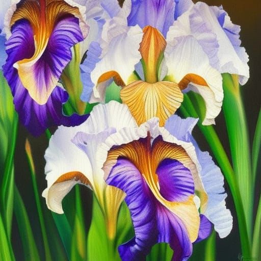 Irises in Oil: A Botanical Masterpiece