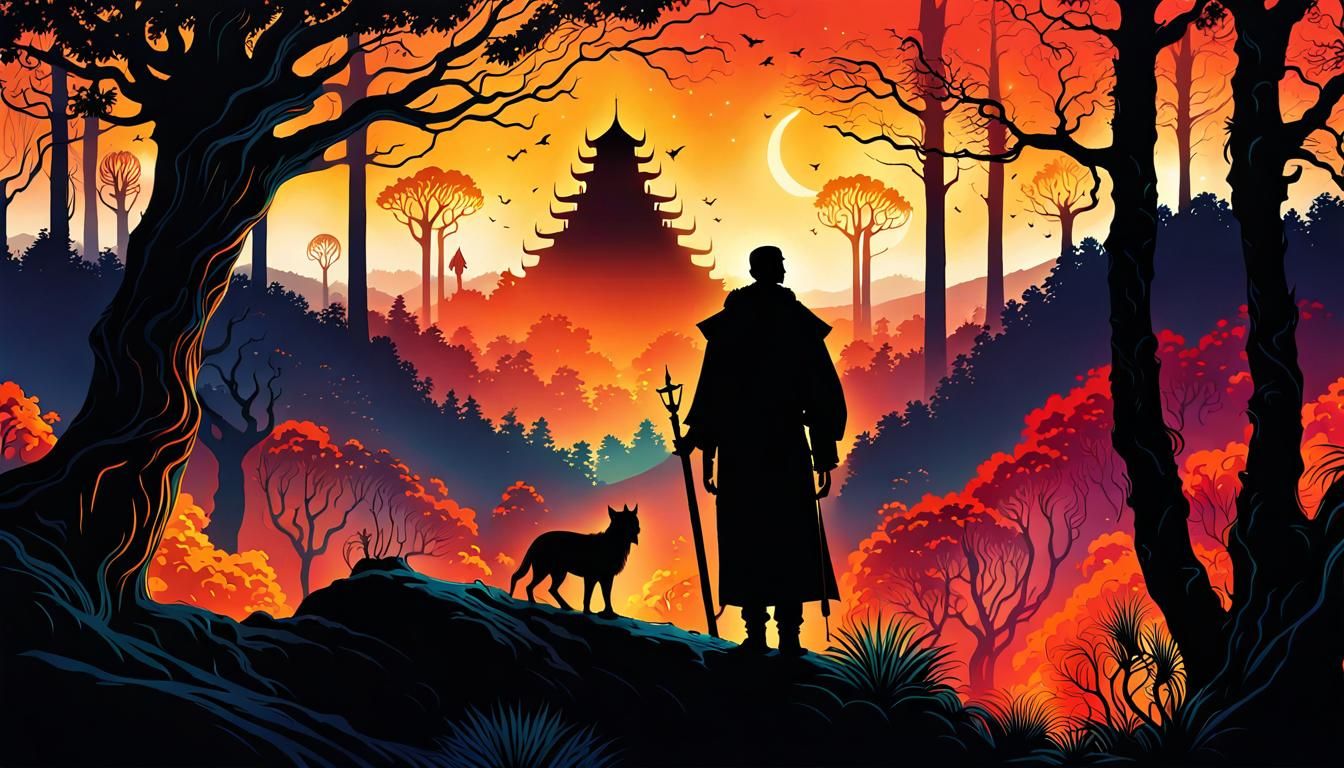 Eerie Forest Discovery in Science Fantasy Style