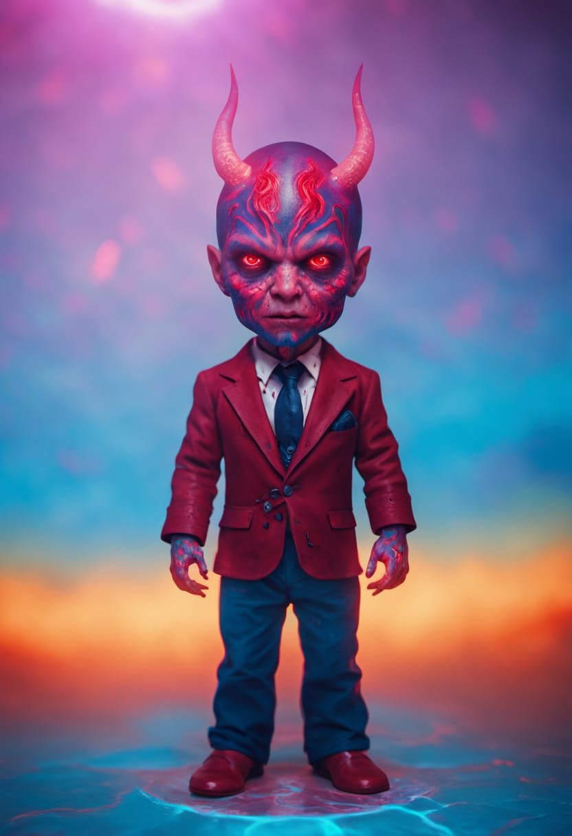 Bioluminescent Demon Resin Cast in Acrylic Art Style