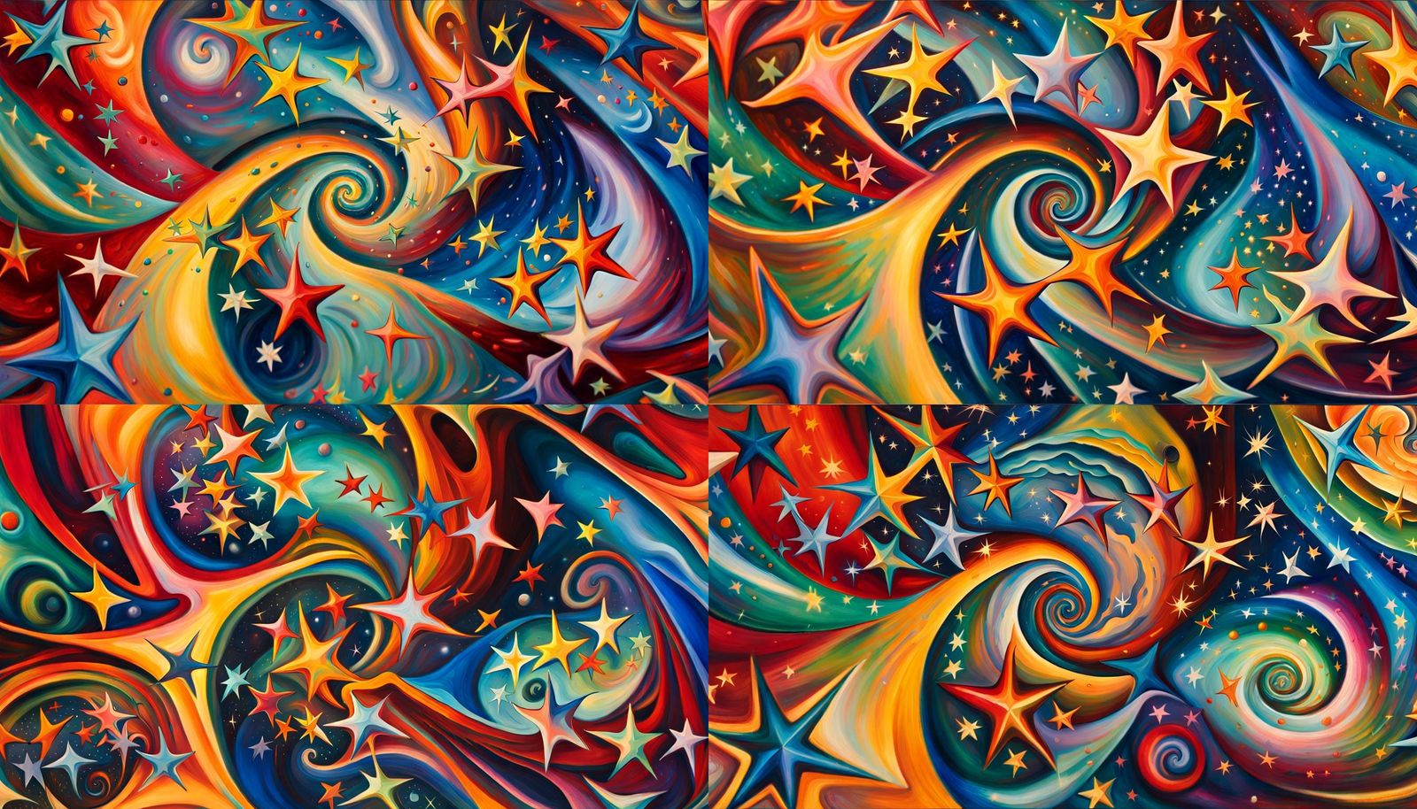 Swirling Cosmic Energy Forms Abstract Stars