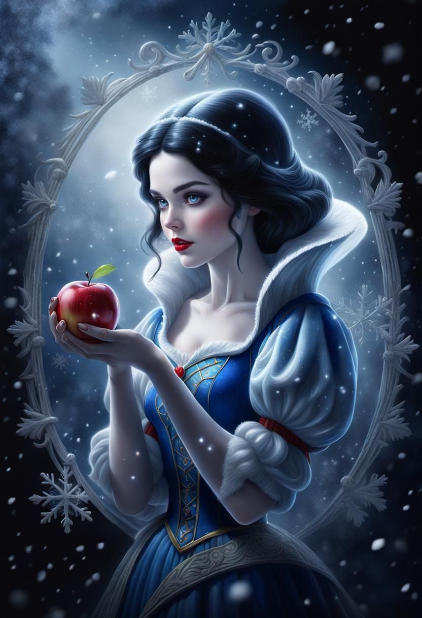 Snow White in Snowy Scene: A Digital Masterpiece