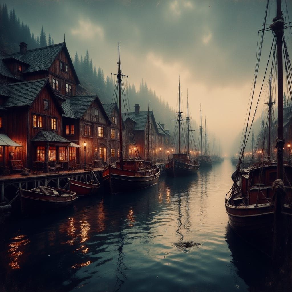 Ethereal Northern Harbor Scene in Turner-Inspired Mood