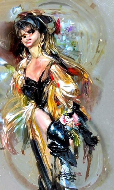 Brigitte Bardot in Film Noir Acrylic Watercolor