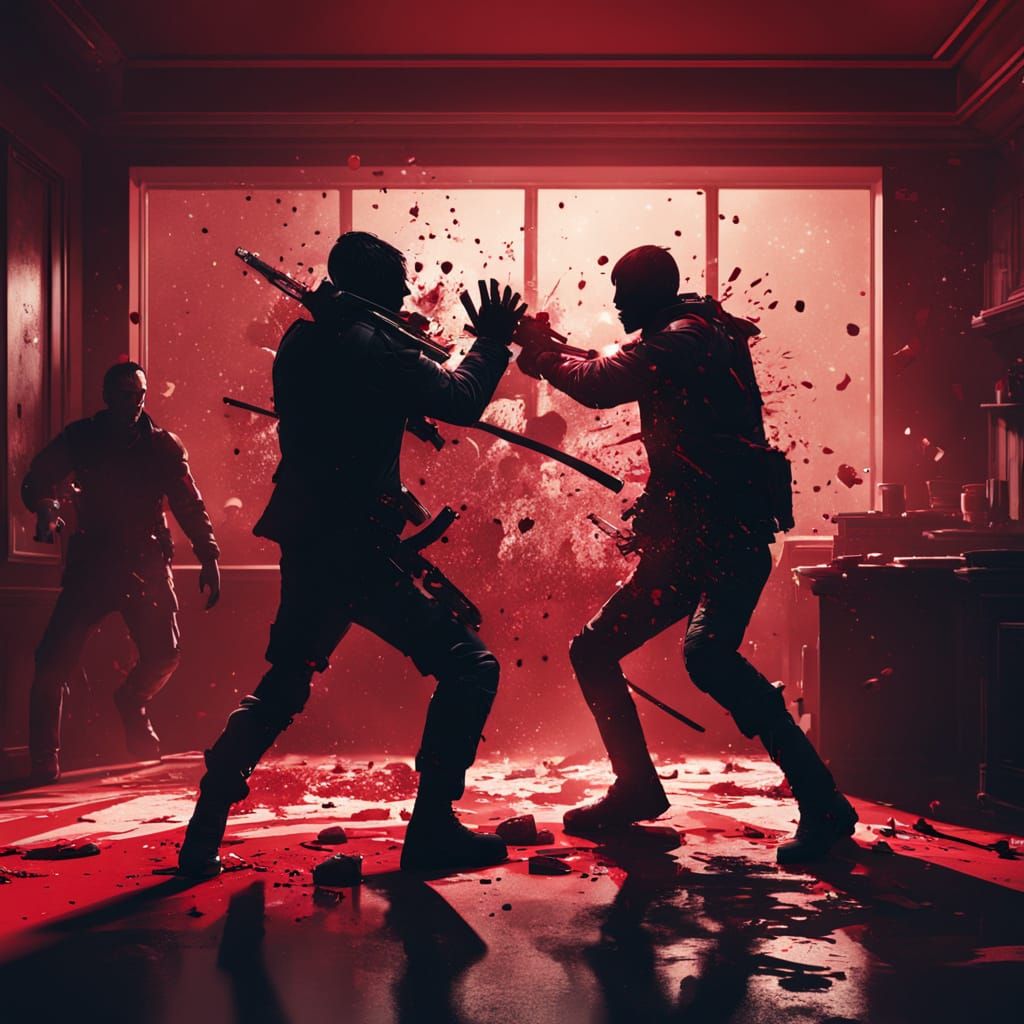 Dramatic Fight Scene in Modern Room: Hyperrealistic Concept ...