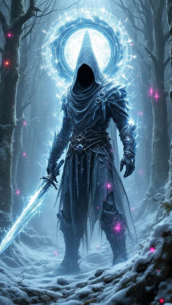 Glitch Surrealism: Transdimensional Warrior in Frozen Simula...