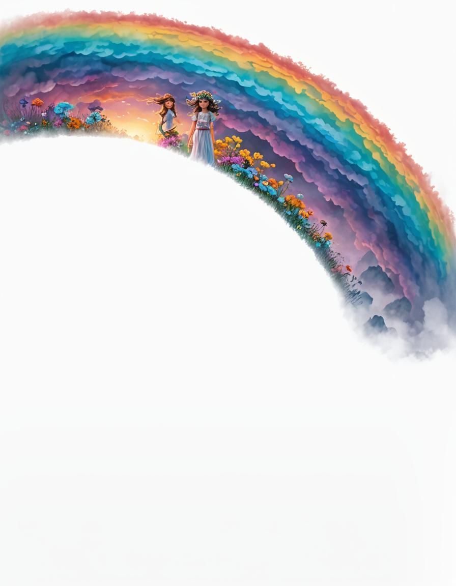 Whimsical Girl in Dreamy Landscape: Digital Airbrush Art