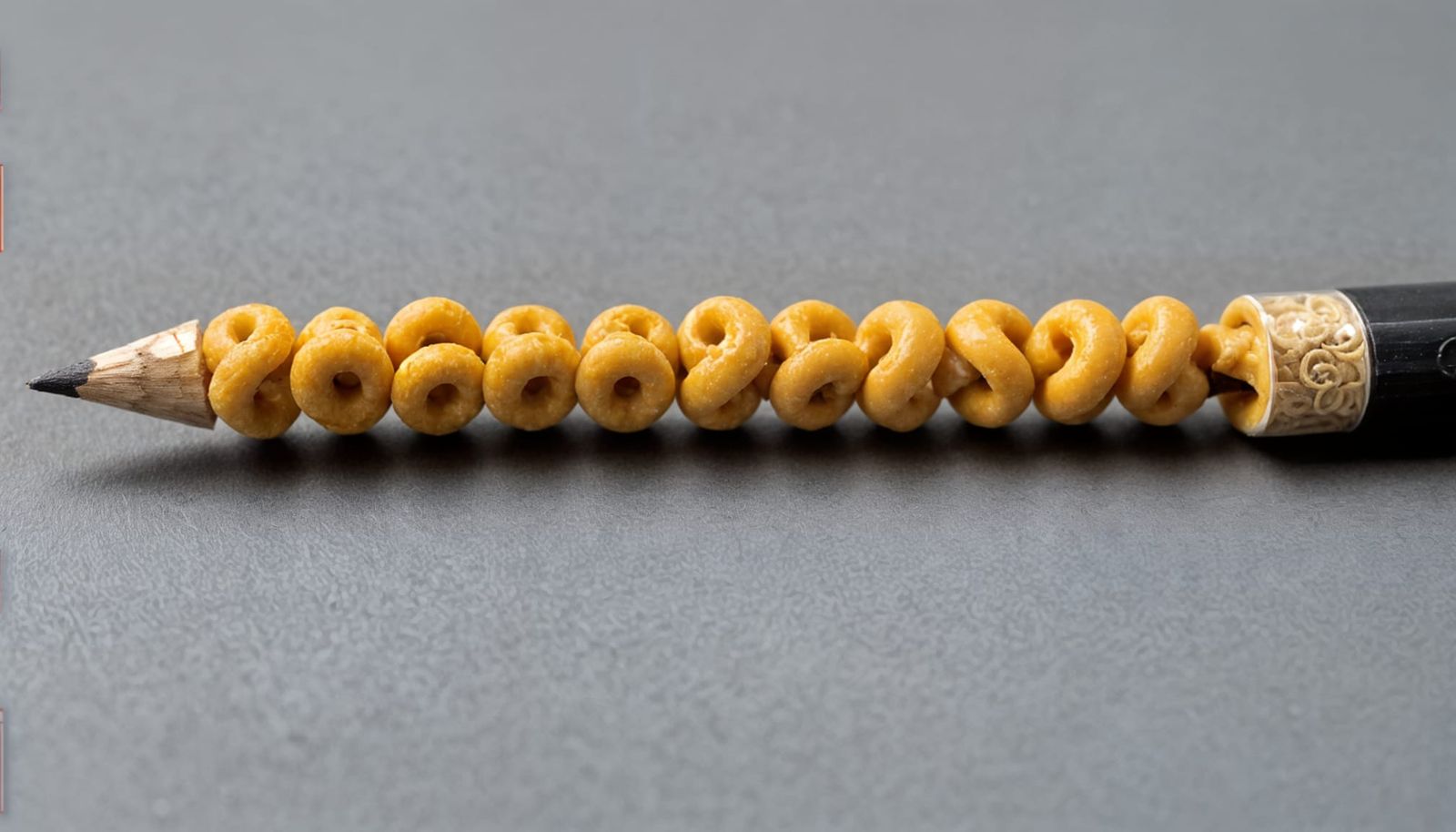 Cheerios Carved Into Pencil Graphite Tip