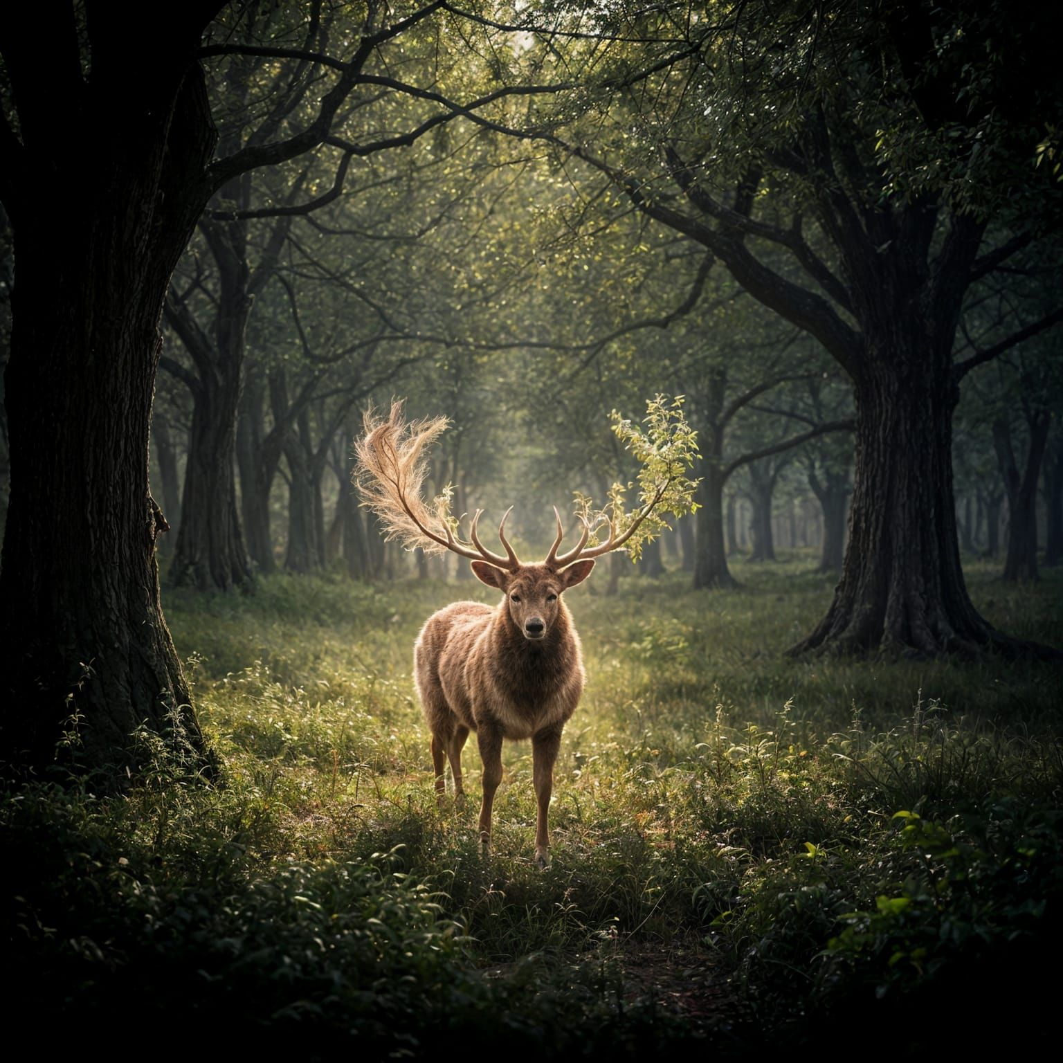 Regal Stag in Dusky Forest Glade