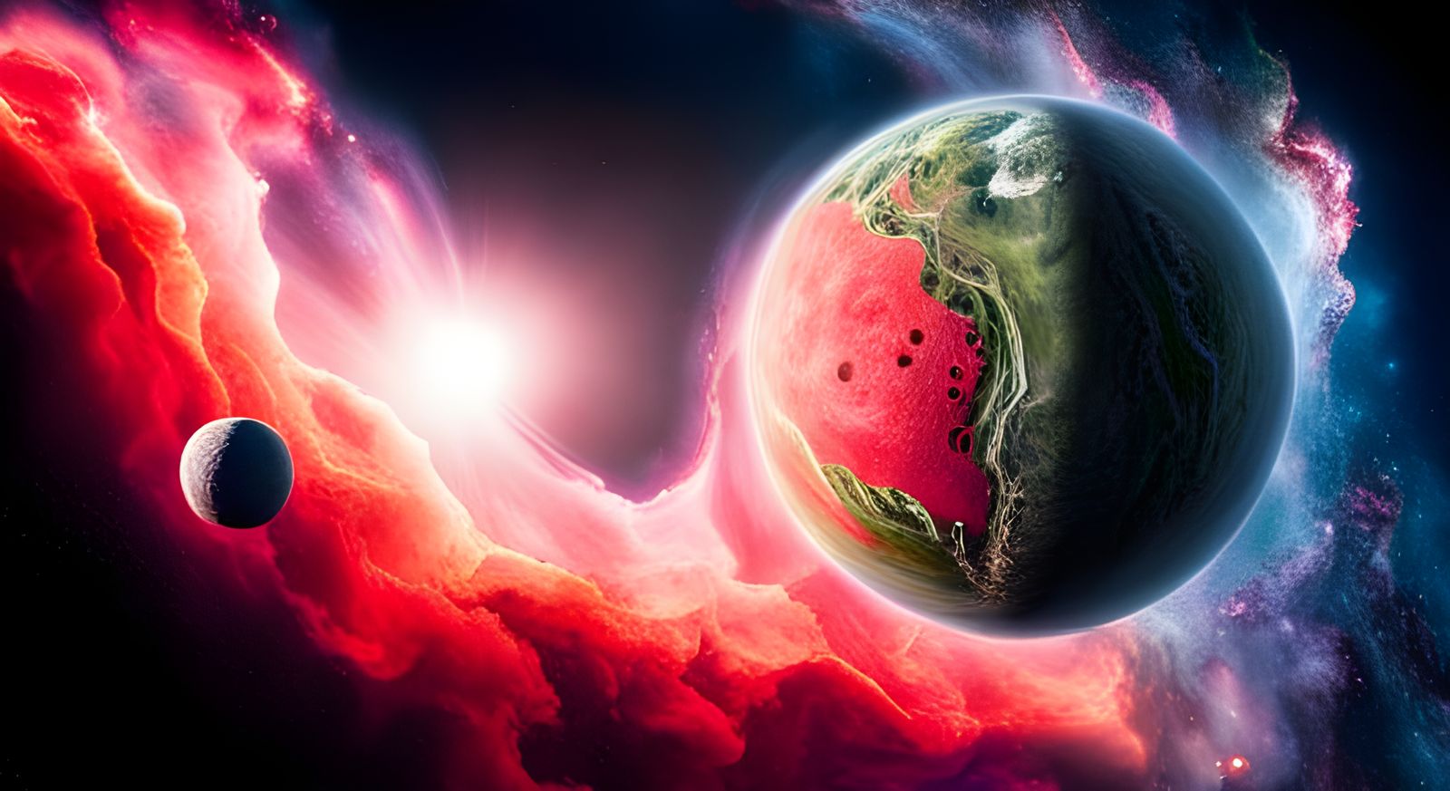 Watermelon Planet Portrait by James Webb Telescope