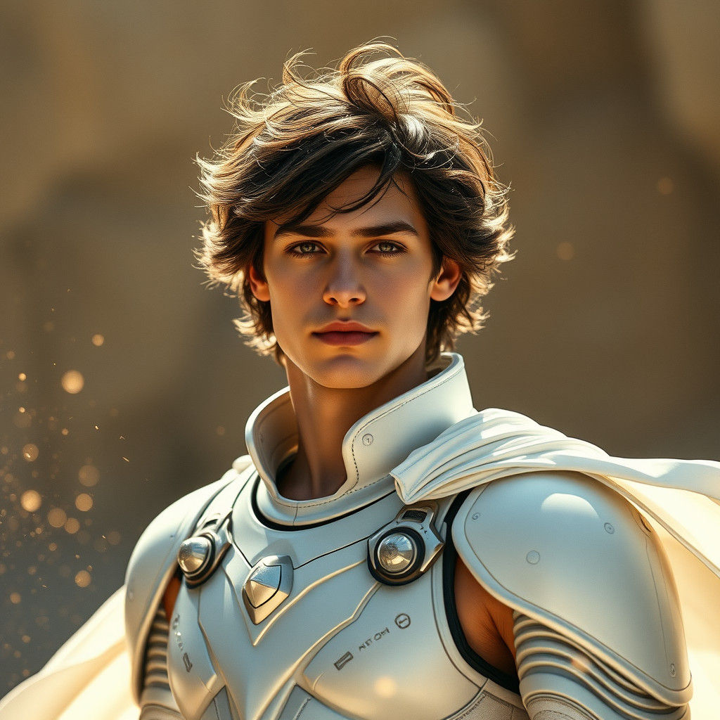 Heroic French Man in Futuristic Armor