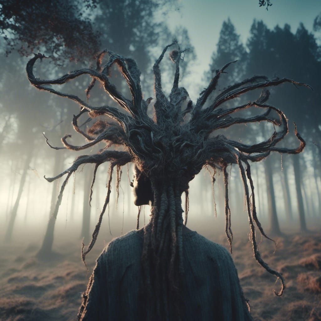 Afrofuturistic Medusa in Thriller Fantasy Forest