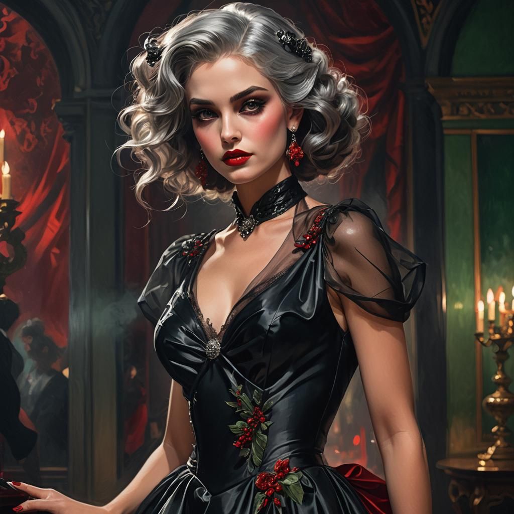 Glamorous Seductress in High Fantasy Style