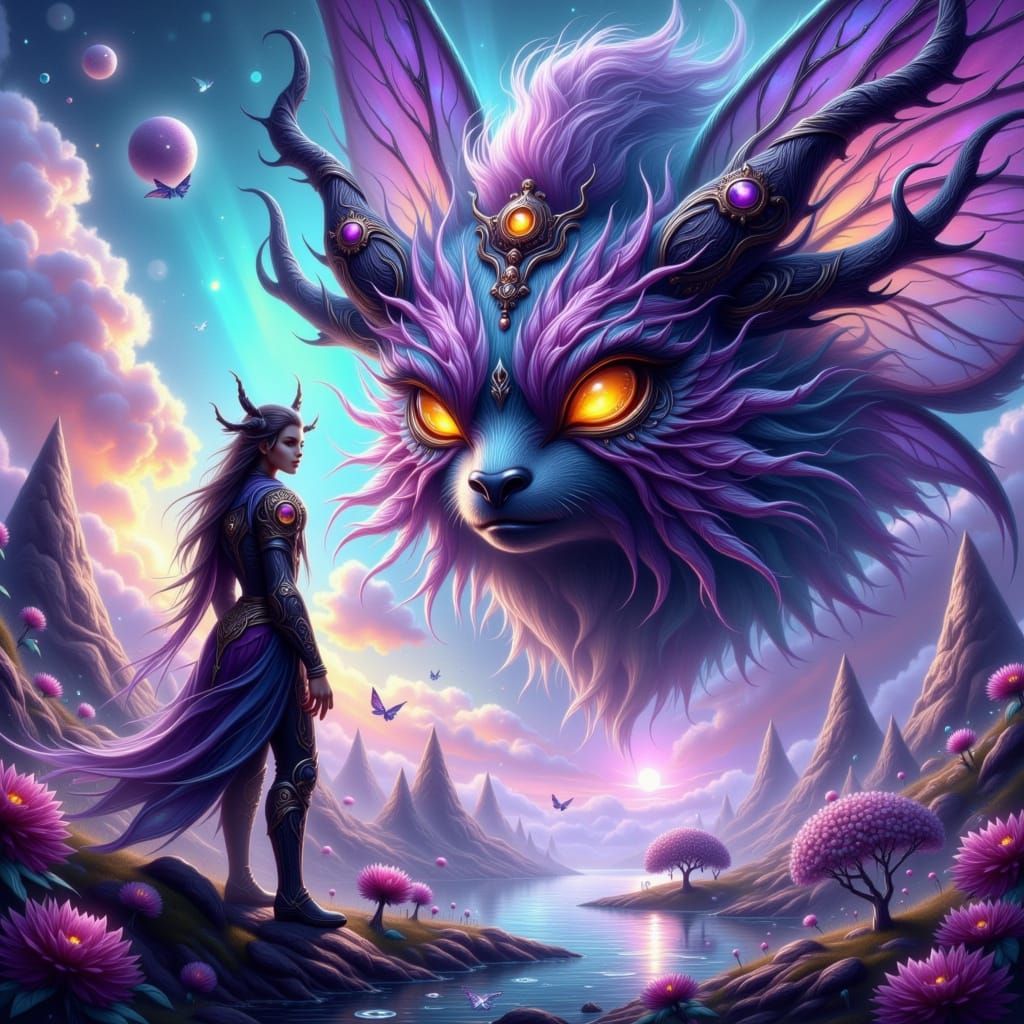 Ethereal Cultivator in Vibrant Fantasy Realm